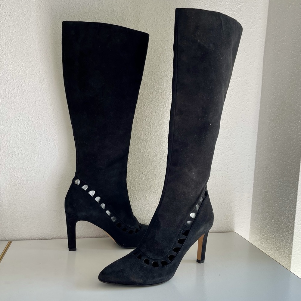 Aquatalia Knee High Alaina Suede Cut Out Boots